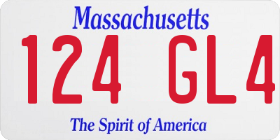 MA license plate 124GL4