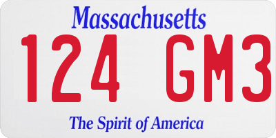 MA license plate 124GM3