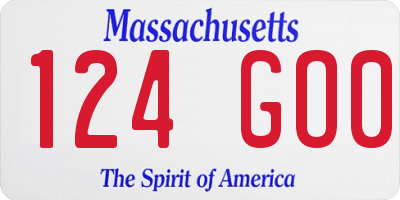 MA license plate 124GO0