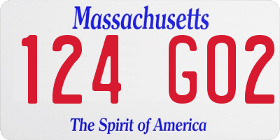 MA license plate 124GO2