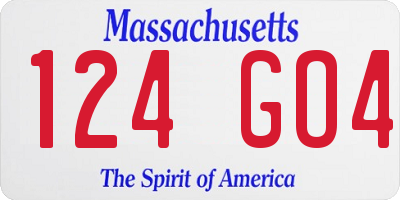 MA license plate 124GO4