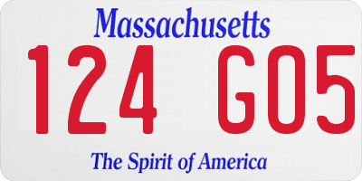 MA license plate 124GO5