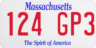 MA license plate 124GP3