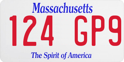 MA license plate 124GP9