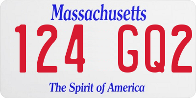 MA license plate 124GQ2