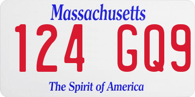 MA license plate 124GQ9