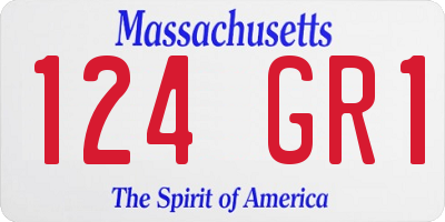 MA license plate 124GR1