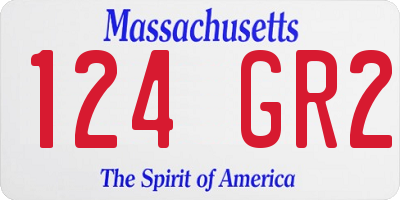 MA license plate 124GR2