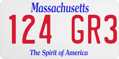 MA license plate 124GR3
