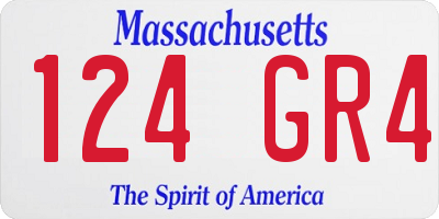 MA license plate 124GR4
