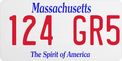 MA license plate 124GR5