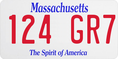 MA license plate 124GR7