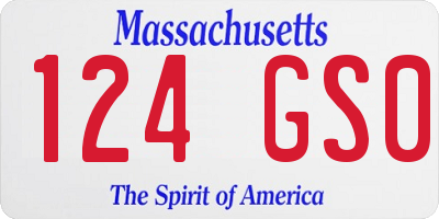 MA license plate 124GS0