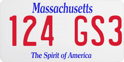 MA license plate 124GS3