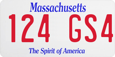 MA license plate 124GS4