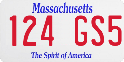 MA license plate 124GS5