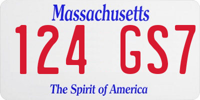 MA license plate 124GS7