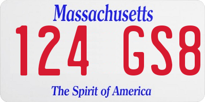 MA license plate 124GS8