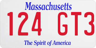 MA license plate 124GT3