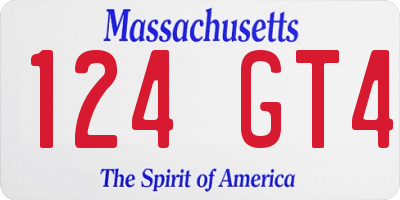 MA license plate 124GT4