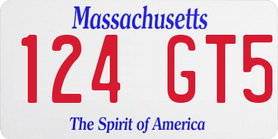 MA license plate 124GT5