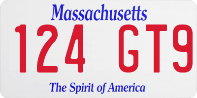 MA license plate 124GT9