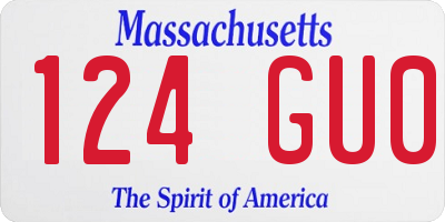 MA license plate 124GU0