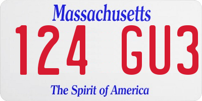 MA license plate 124GU3