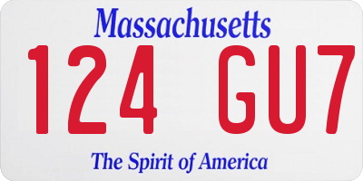 MA license plate 124GU7