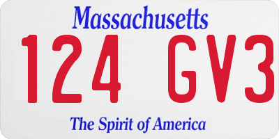 MA license plate 124GV3