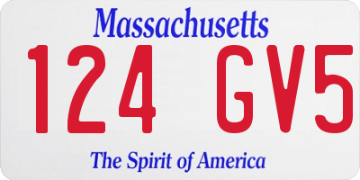 MA license plate 124GV5
