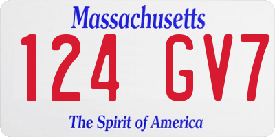 MA license plate 124GV7