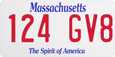 MA license plate 124GV8