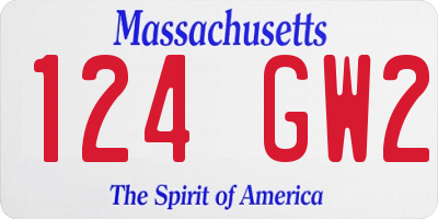 MA license plate 124GW2