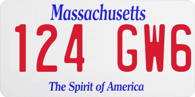 MA license plate 124GW6