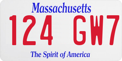 MA license plate 124GW7