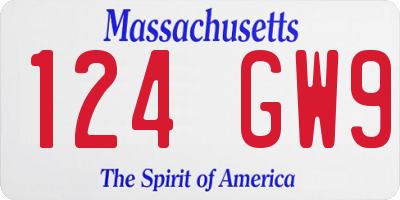 MA license plate 124GW9