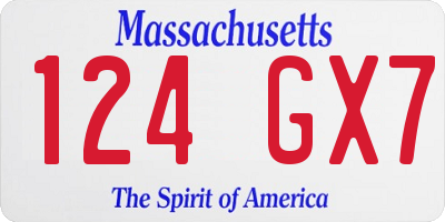 MA license plate 124GX7