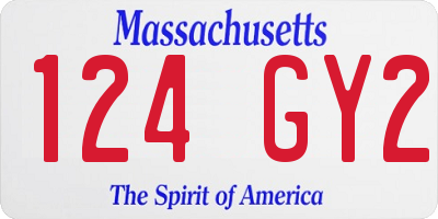 MA license plate 124GY2