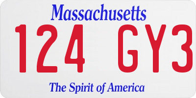 MA license plate 124GY3