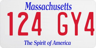 MA license plate 124GY4