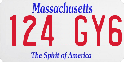 MA license plate 124GY6