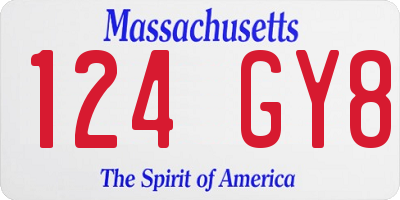 MA license plate 124GY8