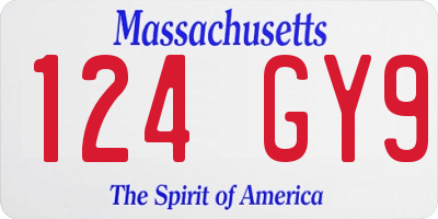 MA license plate 124GY9