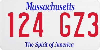 MA license plate 124GZ3