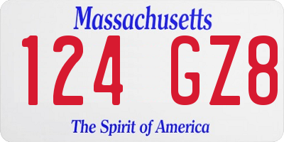 MA license plate 124GZ8