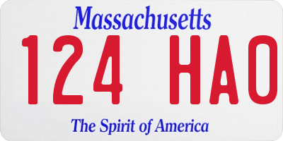 MA license plate 124HA0