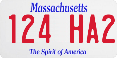 MA license plate 124HA2
