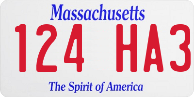 MA license plate 124HA3