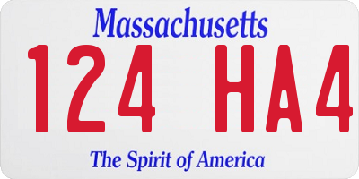 MA license plate 124HA4